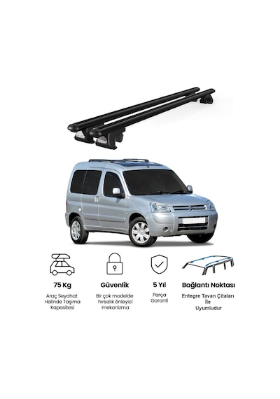 Venüs Citroen Berlingo 2003-2007 Uyumlu Siyah Ara Atkı Port Bagaj Tavan Barı