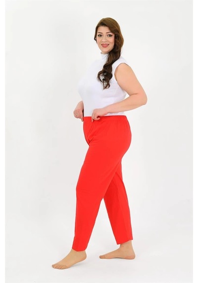 Mtm My The Mall Kadın Pamuklu Büyük Beden Alt Pijama Kırmızı Kırmızı