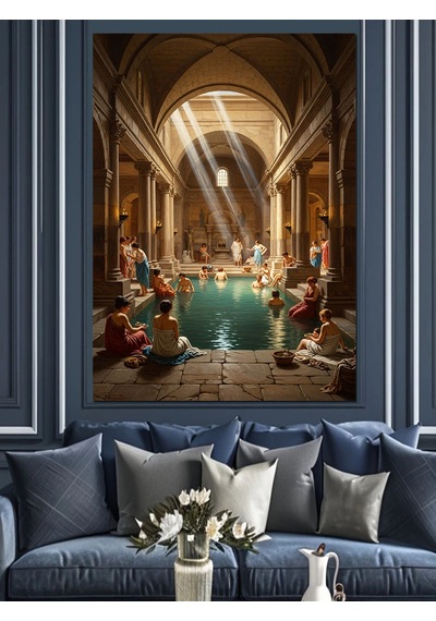 Ahşap Tablo Tarihi Hamam Ve Işık Dekoratif Tablolar