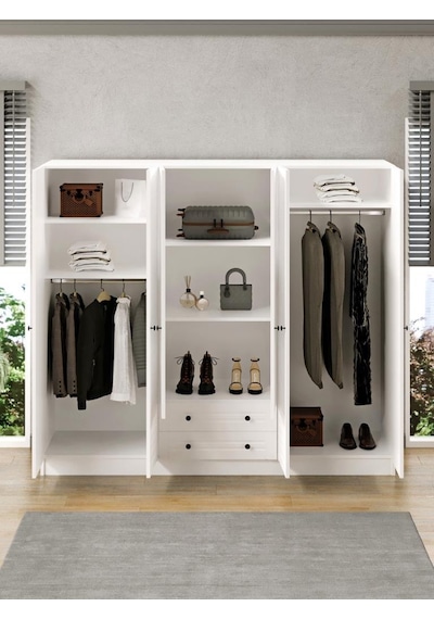 Kuzeylife Elegante Modern Tasarımlı Membran Kapaklı 6 Kapılı Gardırop (52 cm Derinlik) Kuzeylife Elegante Modern Tasarımlı Membran Kapaklı 6 Kapılı Gardırop (52 cm Derinlik)