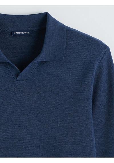 Lcwaıkıkı Classic İndigo Polo Yaka Erkek Triko Kazak