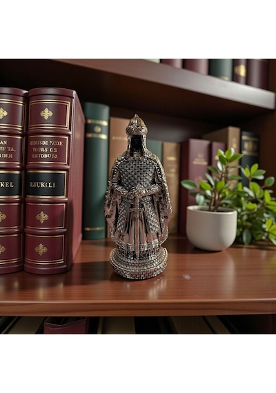 Osmanlı Zırhlı Asker Dekoratif Biblo Metal Görünümlü Masa Üstü, Ofis & Kitaplık Heykeli