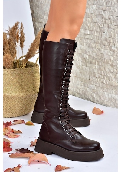 Fox Shoes Kahverengi Bağcıklı Günlük Kadın Çizme L610130909