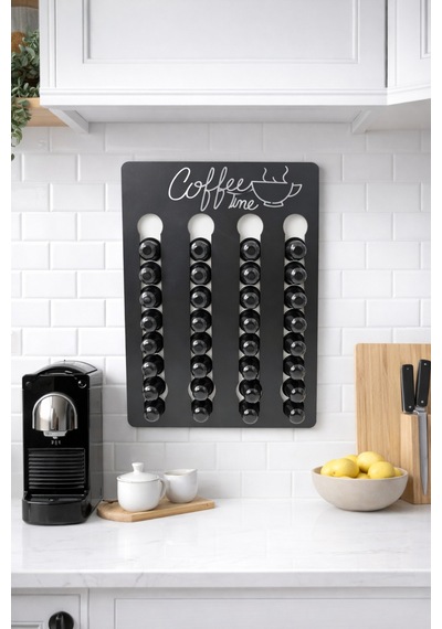 Nespresso & Starbucks Uyumlu Kapsül Kahve Tutucu Stand Coffee Time Mdf Duvar Organizer 32 Kapsül Diğer