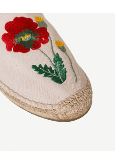 Yargıcı Çiçek Desenli Nakış İşleme Espadril 26ykay4027x 006 Ekru