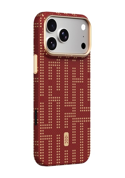 Apple iPhone 18 Pro Max Uyumlu Kılıf M-safe Şarj Özellikli Raptic Aramid Skin Serisi Karbon Kapak Kırmızı