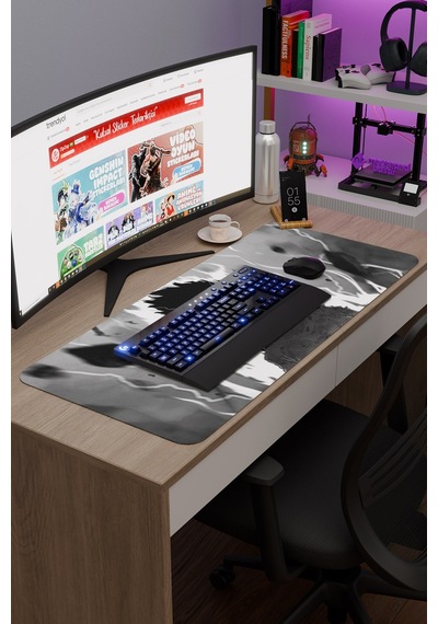 Mob Psycho 100 Anime V1 - 90x40 Xxl Gaming Kauçuk Kaymaz Taban Mouse Pad Fare Altlığı