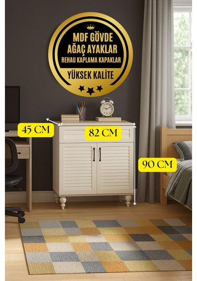 Pera Şifonyer - Kapaklı Kumtaşı Renk Mdf Gürgen Ağacı Ayaklı Diğer