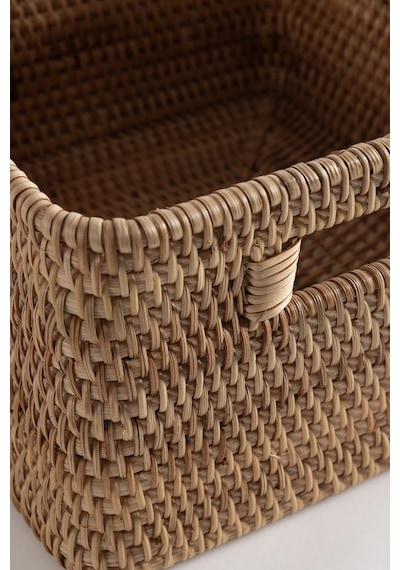 Meander Rattan Küçük Boy Saklama Kutusu & Dekoratif Sepet 27x25x1 Natural