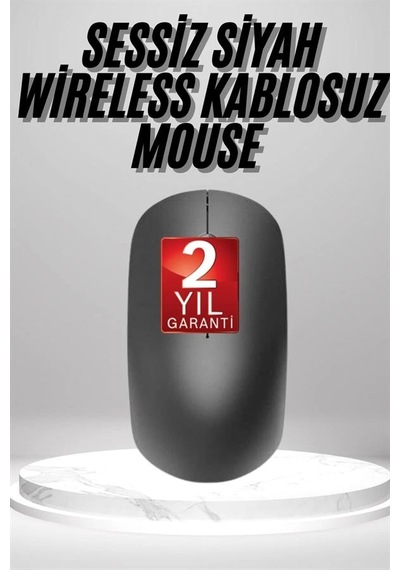 Siyah Kablosuz Mouse Wireless Mouse Minimal Tasarım