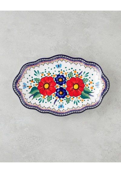 English Home Whimsy Stoneware Kayık Tabak 35 Cm Renkli Çok Renkli