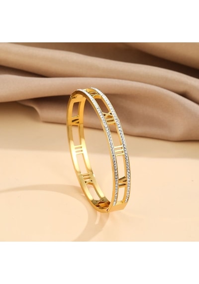Chavin Gold Çelik Taşlı Bayan Kelepçe Bileklik Eu15sr