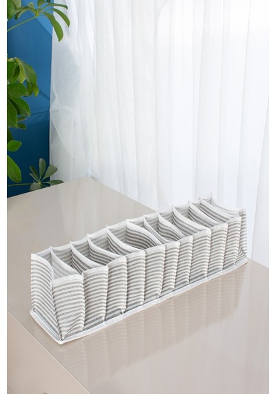 Small 11 Gözlü Çekmece Içi Düzenleyici Organizer 12 X 40 X 12 Kumaş Gri Tr Diğer
