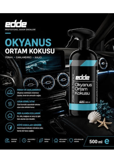 Edde Okyanus Kokulu Araba Araç Oto Ortam Kokusu Araç Içi Kokuları Oto Parfümü 500 Ml Oto Detailing
