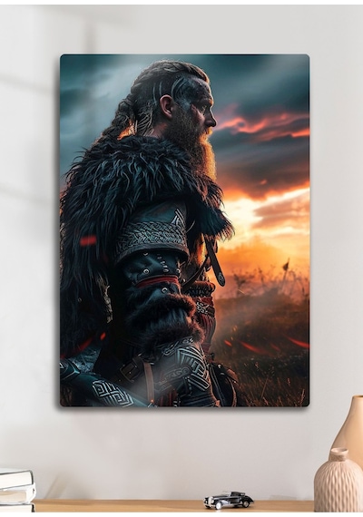 Ragnar Lodbrok, Vikings - Parlak Metal Baskı Tablo