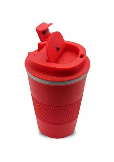 Reoona Paslanmaz 304 Çelik Termos 500 Ml Kaydırmaz Bardak Mug Kupa Kırmızı