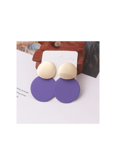 Lunarie Mor Daire Gold Disk Sallantılı Küpe Modern Kararmaz