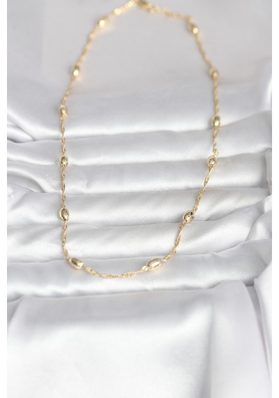 Tua Moda Cm 14k Gold Renk Burgu Zincirli Damla Topçuk Model 45 Cm Kadın Kolye Çok Renkli
