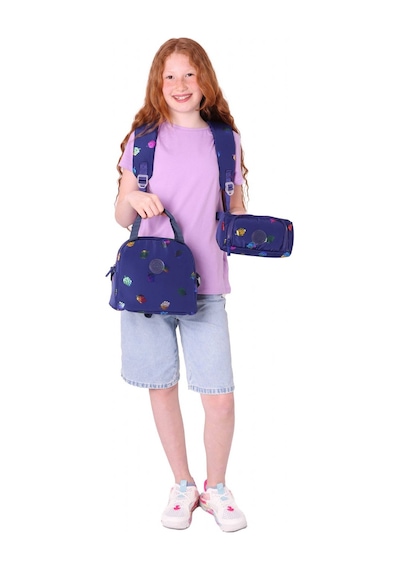 Kaukko Shine Lacivert Yaprak Desenli Kız Çocuk Üçlü Okul Çanta Seti Lacivert