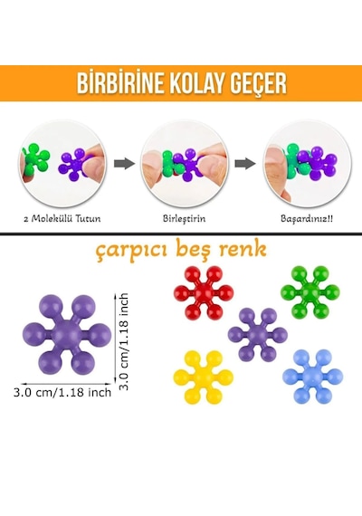 Master Molecules 120 Parça 5 Renk Eğitici Yaratıcı Molekül Stem Oyuncak Fitalar İçermez