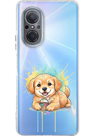 Huawei Nova 9 Se İle Uyumlu Splash Köpek Tasarımlı Şeffaf Silikon Kılıf Şeffaf