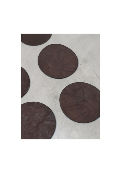 10 Cm Çap Kahverengi Hakiki Desenli Deri Bardak Altlığı 6 Lı Set Dekoratif Masa Koruyucu Diğer