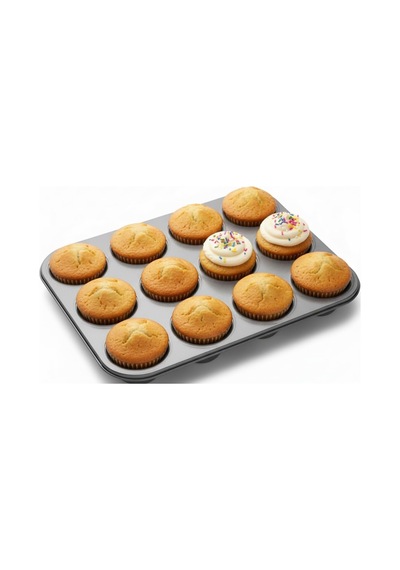 Tr 12'li Muffin & Cupcake Pişirme Kalıbı Yapışmaz Kaplama, Isıya Dayanıklı Metal Fırın Tepsisi, Kek Ve Cup Genel