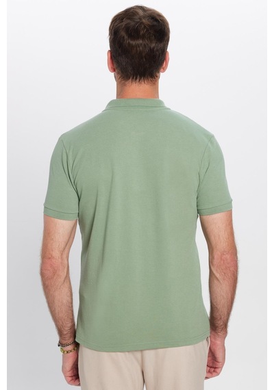 Tudors Erkek Slim Fit Dar Kesim Pamuklu Yumuşak Dokulu Serin Tutan Kumaş Düz Pike Haki Polo Yaka Tişört-31625 Açık Haki