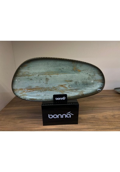 2 Li Büyük Tabak / Servis / Sunum / Meze Tabağı 36 Cm Bonna Madera Mint Vago Platter