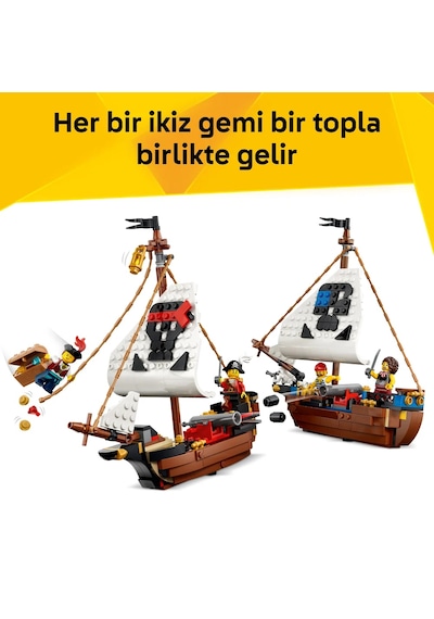 LEGO® Creator 3’ü 1 Arada İkonik Korsan Gemisi 31387 - 9+ Yaş için Kale veya İki Gemi Olabilen Oyuncak Yapım Seti (1074 Parça)