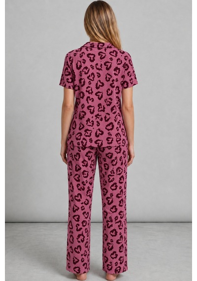 Kadın Kısa Kollu Rahat Mor Pijama Takımı 4734