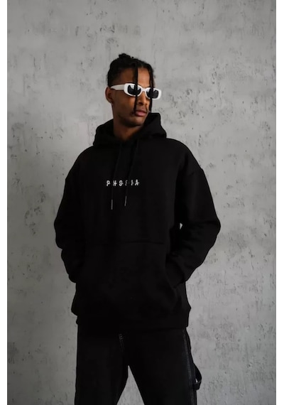 Veraura Lifestyle Erkek Astronot Baskılı Kapüşonlu Sweat - Siyah