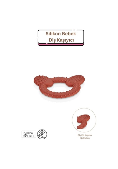 Silikon Bebek Diş Kaşıyıcı - Kiremit Rengi Kiremit