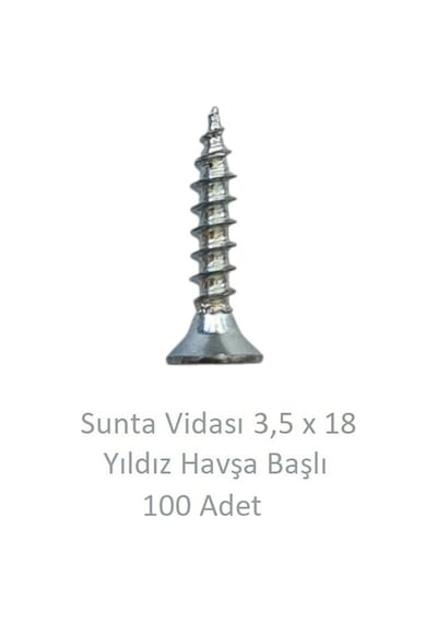 Sunta Vidası, 3,5 X 18 Mm, 100 Adet, Yhb Vida 3,5 x 18