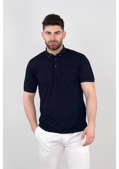 Cepli Petek Desen Likralı Erkek Polo Yaka T-Shirt