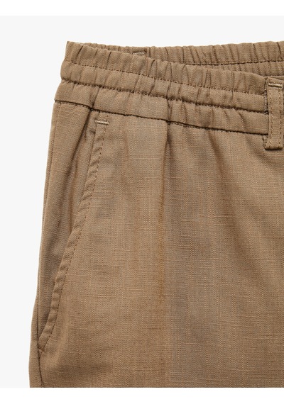 Koton Beli Bağcıklı Cepli Slim Fit Pamuklu Düz Paça Chinp Pantolon Kahverengi 6sam40101nw Kahve