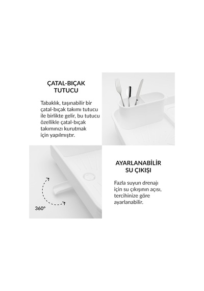 Açılır Kapanır Bulaşıklık Tabaklık, Su Tahliye Oluklu Ve Çatal Bıçak Kurutmalıklı-modern Tasarı Beyaz
