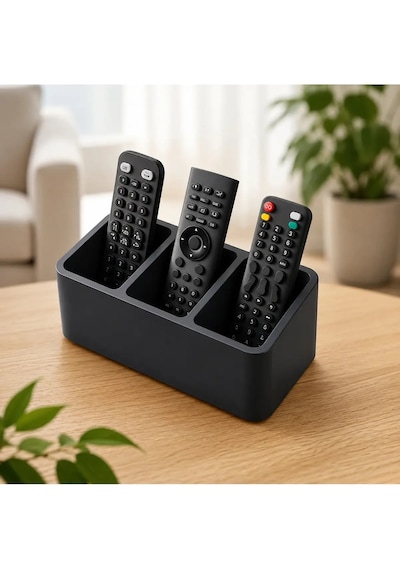 Veriqo 3d 3 Bölmeli Kumanda Düzenleyici Standı Masaüstü Kumandalık Tv Klima Medya Kumandası Organizer Siyah