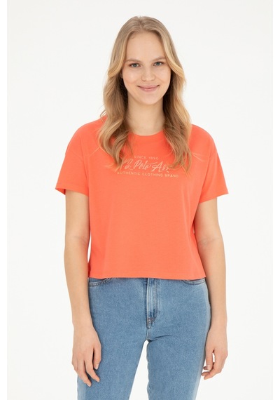 U.S. Polo Assn. Kadın Nar Çiçeği Bisiklet Yaka Tişört 50282898-VR039