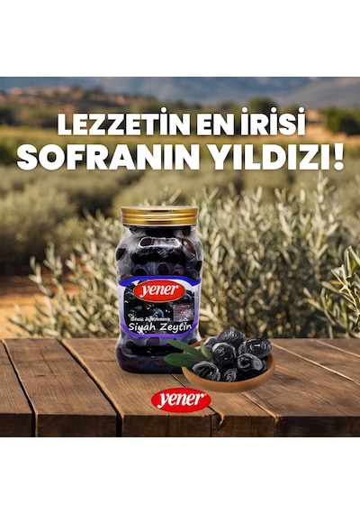 Yener Siyah Sele Zeytin 900 Gr Doğal Fermante Çok İri