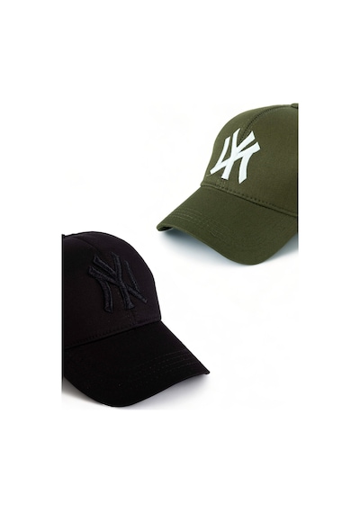 Unisex 2'li Set Siyah ve Haki Renk Ny New York Beyzbol Şapka - Unisex Siyah - Haki