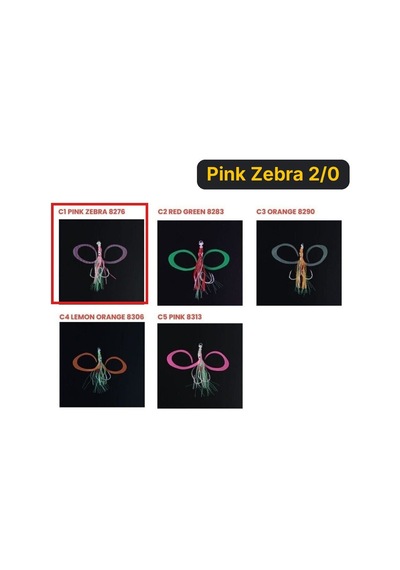 Seabor Squid Hook Skirt Pink Zebra 2/0