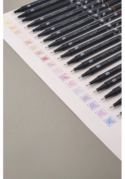 36-0020 Sketch&art Siyah Seri 0,36 Mm İnce Uç Kalem. 36 Renk Antrasit