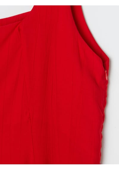 Lcw Comfort Kırmızı Kare Yaka Kloş Elbise