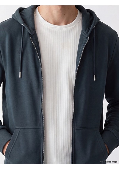 Lcwaıkıkı Classic Petrol Kapüşonlu Erkek Fermuarlı Sweatshirt