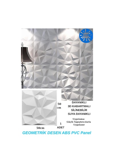 50cm X 50cm 1 Adet Beyaz 3d Abs Malzeme Pvc Dayanıklı Duvar Paneli Silinebilir Geometrik Model Panel Beyaz