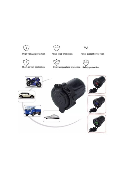 Pano Tipi Voltmetreli 2'Li Usb Giriş 5V 1A ve 5V 2.1A Çıkış