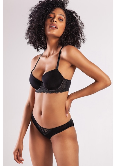 Lenaca Garland Big Size Plunge Bra, Black Konforlu Ve Şık Sütyen Çok Renkli