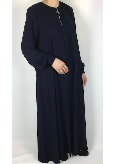 Önü Fermuarlı Gizli Cepli Mevlana Model Ferace Lacivert
