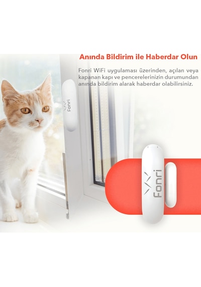 Fonri Akıllı Kablosuz Kapı Pencere Sensörü, Wifi, Mobil Bildirim, Uzaktan Takip, 2 Yıl Garantili, Google Asistan Ve Tuya Destekli